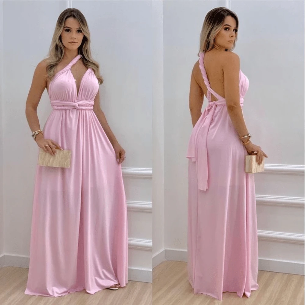 Party Dress Wedding Bridesmaid Graduation Multiforms - Baby Pink - View 1