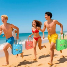 CSjihua 2026 New Large-Capacity EVA Beach Bag With Rubber Handle And Fixed Shoulder Strap. Convenient To Store, Easy To Clean, Sturdy And Durable. Suitable For Shopping, Travel, Parties And Outdoor Activities | Ideal For Beach Vacations And Family New Year's Gifts. - 彩色 - 查看 8