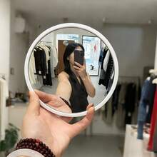 Round Wall-Mounted Decorative Corner Mirror - Full Length Horizontal Wall-Mounted Mirror, Plastic Frame, No Power Required | Home Decor Accessory, Portable Mirror, Suitable For Living Room, Bedroom, Hallway, Bathroom, Dressing Room, Room Decoration.