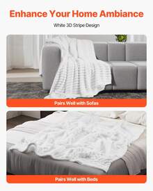 Comfortable Like Clouds, Fleece Throw Blanket Super Soft Lightweight Plush Warm 50x60 Inch 1270x1524 Mm, Comfortable And Warm Blanket, The Best Choice For Gifts, Large Adult Sofa Blanket, Nap Blanket, Large Blanket, White Plush Blanket - 白色 - 查看 9