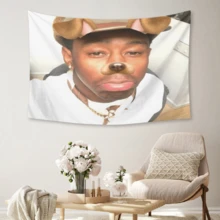 Tyler Music Album Cover The Creator Hip Hop Tapestry,Funny Polyester Tapestry Wall Hanging Art Poster Artistic Party Backdrop For College Dorm, Bedroom, Living Room, And Celebration Decorations - White - View 2