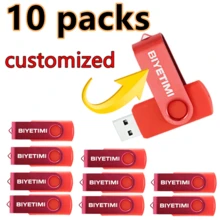 10 piezas Unidad flash USB 2.0 de alta velocidad de 64GB con logotipo personalizado, apta para computadora, automóvil, TV, etc., imprimible por láser - Rojo - Ver 6