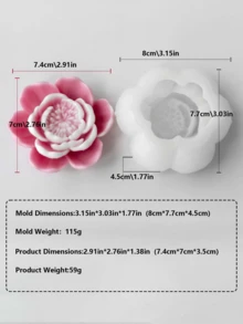 3D硅胶花朵模具 | 适用于蜡烛、肥皂、树脂和石膏工艺品 | 耐热，易脱模 | 白色精致花朵造型 | 细节精美，是节日和生日礼物的完美之选 - 白色 - 查看 9