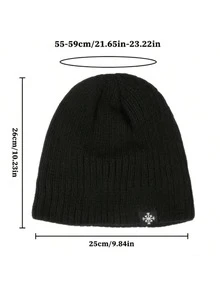 1pc Men's Knitted Beanie Hat With Fleece Lining, Warm Winter Snow Flake Pattern Outdoor Headwear - Snow-Beanie - View 6