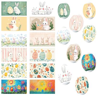 48pcs Easter Egg Shrink Wrap, Rabbit & Chick Pattern Shrink Film, Cute Stickers Suitable For Easter Party