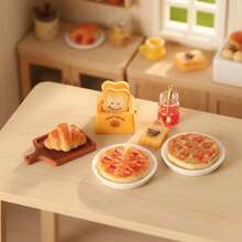 11pcs Dollhouse Miniature Creative Breakfast Scene Accessories, Realistic Pizza, Bread, Toast, Jam, Toaster Model DIY Props - Multicolor - View 1