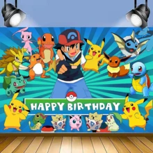 Pikachu Cute Party Background Decoration Cloth, Theme Birthday Decoration Family Birthday Party Decoration Wallpaper Hanging Cloth, Festival Indoor And Outdoor Photo Decoration Background Cloth - Multicolor - View 6