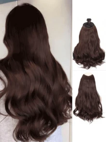 20 Inch V-Shaped Ombre Clip-In Hair Extensions, V-Shaped Natural Wave Curly Synthetic Hair Wigs Women Head Scarf Fashion Hair Accessories Elegant Hair Band Causal Headband - Multicolor - View 12