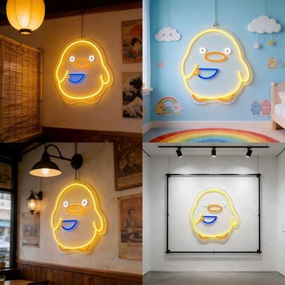 1 PieceDuck Neon Sign LED Wall Decor, Cool Neon Light Sign For Bedroom Man Cave, USB Powered Anime Game Neon Sign With Switch Control, Multicolor, Mountable, Multipurpose Material
