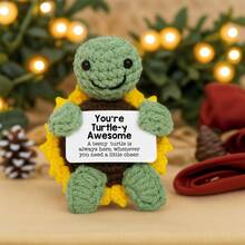 1 pieza Figura decorativa de escritorio hecha a mano a ganchillo, muñeca de peluche con diseño lindo de girasol y tortuga, regalo ideal para mejor amiga, cumpleaños, hermanas, mamás, abuelas, compañeros de trabajo, familia, llavero, emociones positivas, fiesta, Halloween, Navidad, muñeca suave, decoración de habitación, recuerdo - Multicolor - Ver 7
