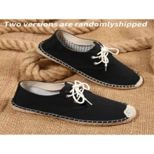 男士透气吸湿防滑编织渔夫便鞋 - 黑色 - 查看 8