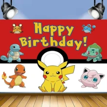 Pikachu Cute Party Background Decoration Cloth, Theme Birthday Decoration Family Birthday Party Decoration Wallpaper Hanging Cloth, Festival Indoor And Outdoor Photo Decoration Background Cloth - Multicolor - View 5