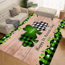 1/2pcs St. Patrick's Day Mat Set Flannel Material Four Leaf Clover Grid Pattern Door Mat, Suitable For Creating Festival Atmosphere In Various Scenes Such As Living Room And Kitchen, Essential Carpet Set For Home Decoration - Multicolor - View 16