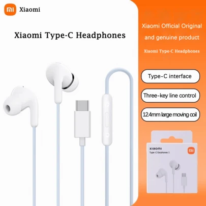 Xiaomi 小米 Type-C 耳机，兼容 iPhone 15 Plus 16 Pro Max，有线耳机带麦克风，也适用于 iPad、三星、小米 Redmi POCO、华为 OPPO 一加、Realme、vivo IQOO 等手机，USB-C 耳机