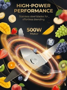 SOKANY 500W 2 In 1 Juicer Blender, 3 Speed Control With Stainless Steel Blade, 1.5L Unbreakable Jar & 3 Inch Wide Feed Chute, Easy Clean For Juice Smoothie Coffee Spices Home Office Kitchen Gym Use - White - View 7