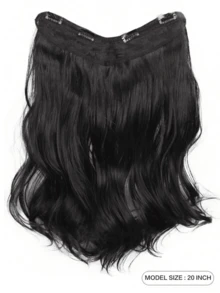 20 Inch V-Shaped Ombre Clip-In Hair Extensions, V-Shaped Natural Wave Curly Synthetic Hair Wigs Women Head Scarf Fashion Hair Accessories Elegant Hair Band Causal Headband - Multicolor - View 2