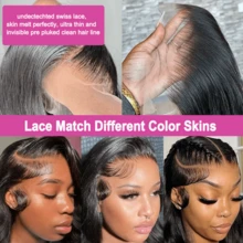 20 Inch Body Wave Lace Front Wigs Human Blended Hair 200 Density 13X4 13X6 5X5 Hd Transparent Front Wigs Human Blended Hair Pre Plucked Virgin Hair Glueless Wigs Body Wave Wigs For Women Natural Black 8Inch-34Inch Blended Hair - Natural & Black - View 7