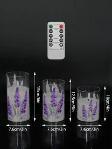 1/2/3pcs Lavender LED Candles With Remote Control, 3D Flame Effect, Suitable For Home Party, Wedding Decoration, Valentine's Day - Warm white light - View 7