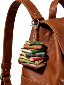 2D平面创意书本钥匙扣，情人节礼物 | 2D亚克力装饰吊坠，适用于包包/钥匙扣/家居/汽车装饰，是春季花园、情人节、复活节、斋月、圣帕特里克节、圣诞节装饰和情侣礼物的完美之选 - 彩色 - 查看 5