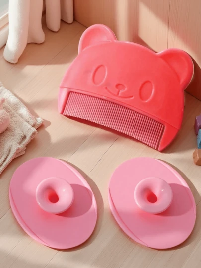 3pcs Baby Care Set, Includes Gentle Hair Scalp Brush, Sensitive Skin Portable Beauty Tool, And Infant Hair Debris Removal Comb, Baby Bath Brush, Head Massage Brush, Baby Grooming Products, Baby Care Kit