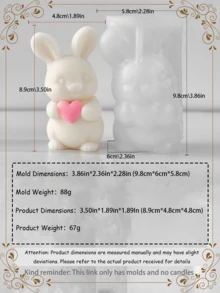 New Easter Bunny Silicone Mold - Reusable Non-Stick Mold With Flower And Heart Shaped Fixers, Asymmetrical Shape Suitable For Making Candles, Soaps, Plaster Crafts, Spring Handmade, Easter Bunny Themed Gift - White - View 11