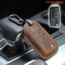PU Leather Key Fob Cover With Keychain For VW Jetta Golf Polo MK7 Passat Beetle Smart Key Protector Holder - Multicolor - View 6