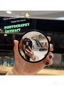 Round Wall-Mounted Decorative Corner Mirror - Full Length Horizontal Wall-Mounted Mirror, Plastic Frame, No Power Required | Home Decor Accessory, Portable Mirror, Suitable For Living Room, Bedroom, Hallway, Bathroom, Dressing Room, Room Decoration.