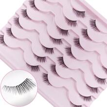 14-Pair Pack Of Semi-Hair Lightweight European-American Style False Eyelashes With Mixed-Race Cat-Eye Design (One-Piece Style, Transparent Wing) - fox eye lashes - View 4