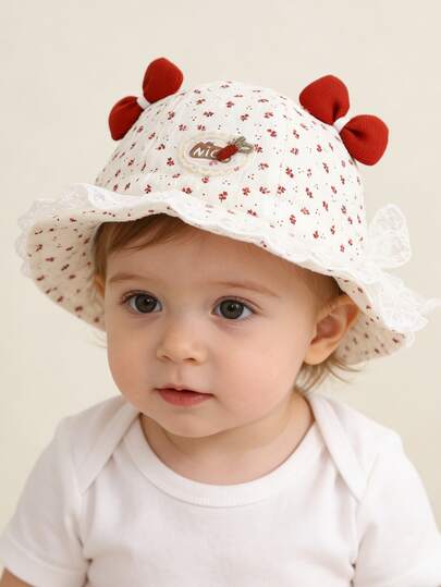 1 pieza Sombrero de sol para bebé niña, sombrero de cubo de tela delgada estilo princesa para exteriores, adecuado para 3-12 meses