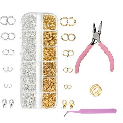 12-Fach Schmuckherstellungs-Werkzeugsatz: Edelstahl Pinzette, Sprengringringe, Öffnen & Schließen Ringzange, geeignet für Halskette, Armband DIY, Karabinerverschluss und Verschlussreparatur