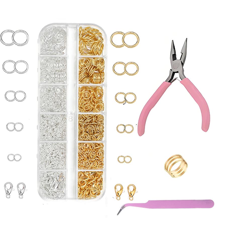 12-Slot Jewelry Making Tool Kit: Stainless Steel Tweezers, Jump Ring Pliers, Open & Close Ring Pliers, Suitable For Necklace, Bracelet DIY, Lobster Clasp And Closure Repair - Multicolor - View 1