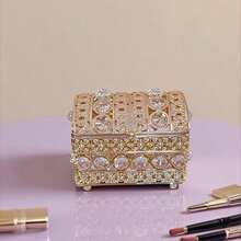 Luxury European Style Crystal Jewelry Box, High-End Exquisite Creative Desktop Princess Jewelry Storage Box - Gold - View 5