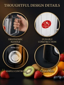 SOKANY 500W 2 In 1 Juicer Blender, 3 Speed Control With Stainless Steel Blade, 1.5L Unbreakable Jar & 3 Inch Wide Feed Chute, Easy Clean For Juice Smoothie Coffee Spices Home Office Kitchen Gym Use - White - View 9