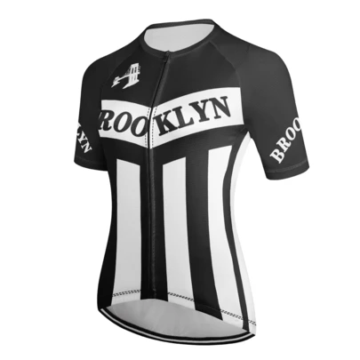 Max Storm 女士短袖骑行服，涤纶材质，圆领，插肩袖，常规长度，透气，反光，带3个后袋，适合山地车和公路车。