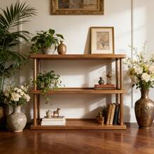 多功能多层置物架 - 台面收纳架，适用于存放学习用品、厨具和厨房用品，节省空间的台面收纳架 - 胡桃色 - 查看 1