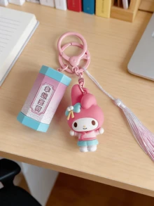 Lucky Fortune Stick Keychain Series, 3D Figure Topper, Dual-Tone Silky Tassel Accent, Interactive Fortune Drawer, Smooth PVC Construction, Comfortable Touch, Vivid Kawaii Design, Key & Bag Accessory, Daily Companion, Collector's Item, Teen Favorite, Biftday & Holvoiday - 美樂蒂 - 查看 7