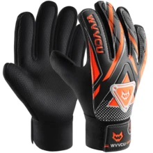 守门员手套，无指套，适用于足球训练，超强抓握力 - 黑橙 - 查看 1