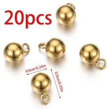 20/40 piezas Cuentas de bolas de acero inoxidable, aptas para hacer pendientes, collares, pulseras, tobillos y otros accesorios de joyería DIY - colgante de cuentas - Ver 10