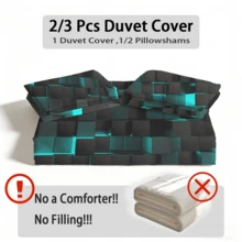 2/3pcs Futuristic Digital Grid Print Duvet Cover Set For All Seasons, Available In Multiple Colors, In Four Sizes (Twin, Double, Queen, King) (1 Duvet Cover + 1/2 Pillowcase No A Comforter, No Filling) Dorm Room Family Gift Room Decor - 綠色 - 查看 2