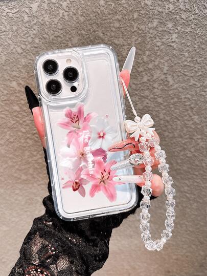 1pc New Arrival Hot-Selling Transparent Airbag Lily Flower Pattern Phone Case Compatible With IPhone 17 Pro Max/17 Pro/17/17 Pro Max/16/16 Pro/16 Plus/15 Pro Max/15 Pro/15 Plus/15/14 Pro Max/14 Pro/14/13 Pro/13/12 Pro/12/11/XS/XS Max/8 Plus/7, Galaxy S25/A14/A23 5G/A15/A32/A33/A24/A51/A53/S20 FE/S21/S22/S23/S24/S25/S24 Ultra/A71/A55/A36/S21 Ultra/S23 Ultra Soft Case, Suitable For Friends, Family, Couples, Yourself