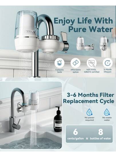 320加仑水龙头式净水系统 - 不锈钢饮用水过滤器，采用直接连接水龙头的设计（无需外接水箱、紫外线灯或滤芯） - 适用于全球各种类型的水槽