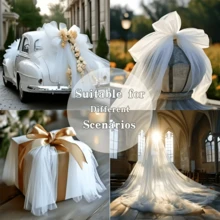 1 pezzo Tessuto di tulle bianco fai-da-te, adatto per velo da sposa, zanzariera, cucito, sfondo fotografico, decorazione matrimonio, festa, compleanno, decorazione per la casa, uso esterno - Bianco - Visualizzare 15