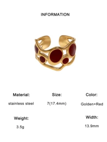 1枚时尚独特复古法式优雅镀层不锈钢几何椭圆开口戒指，适合女士日常、派对和约会佩戴。 - 開口戒 - 查看 7