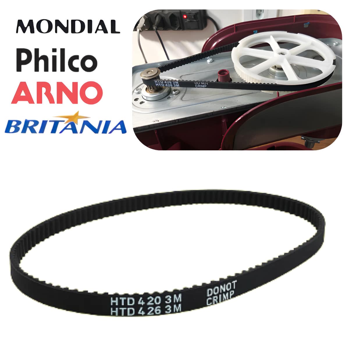 Borracha Correia Batedeira Planetária Philco Mondial Arno Britania - Preto e Branco - Visão 1