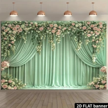 Flower Backdrop Green Spring Floral Photography Background Birthday Baby Shower Party Supplies Photo Booth Props - Multicolor 3 - View 2