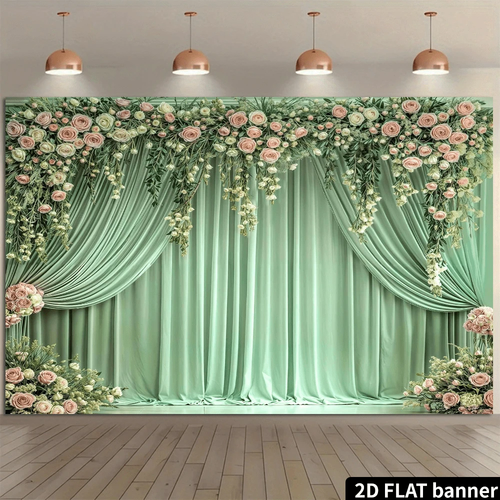 Flower Backdrop Green Spring Floral Photography Background Birthday Baby Shower Party Supplies Photo Booth Props