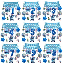 Hasbro 史迪奇主题生日派对装饰套装，彩带气球花环庆典装饰套装，适用于生日、节日、活动和派对 - 彩色 - 查看 1