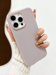 Candy Hole Simple Solid Color Phone Case, Matte Creative Shockproof Phone Cover Compatible With Apple 11 12 13 14 15 16 Plus, 13 Pro Max, XR, 16, 14 Plus, 14 Pro Max, 13 Pro Mini, 17 - Dusty Purple - View 2