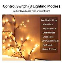 LED Vine Lights USB Powered, Artificial Willow Branch Lights With Remote & 8 Modes, Flexible Hanging Decor For Bedroom Wall, Living Room, Home Aesthetic With Clips & Stickers Included - 160cm / 5,25ft (72 đèn LED) - Xem 6