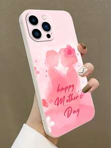 Soft Edge Watercolor Silhouette Mother & Daughter Customizable Phone Case, Compatible With IPhone/Compatible With Samsung Galaxy - Multicolor - View 5